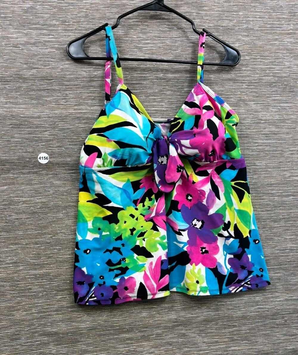 Swim Suits For All Tankini Top Womens Size 18W Multicolor Floral Sleeveless